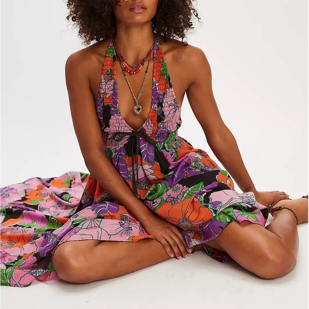 Free People Floral Maxi Dress - Pink, Purple, Green